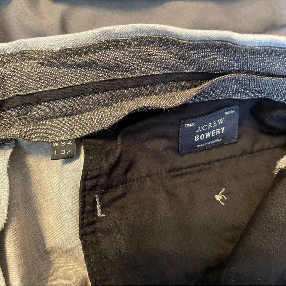 J.Crew Bowery Mens Pants 34x32 Slim Fit Stretch Chinos Gray Cotton Office Preppy - Picture 5 of 8